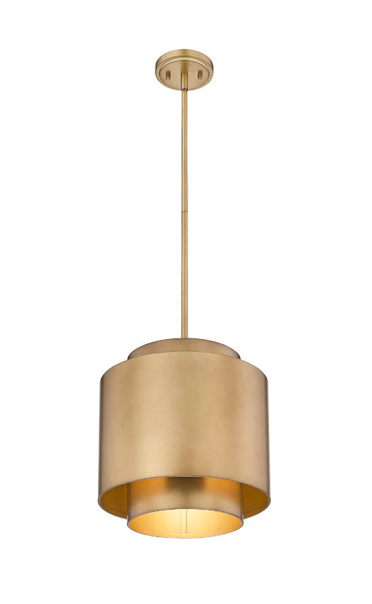 Z-Lite Harlech 12" 1-Light Rubbed Brass Pendant Light