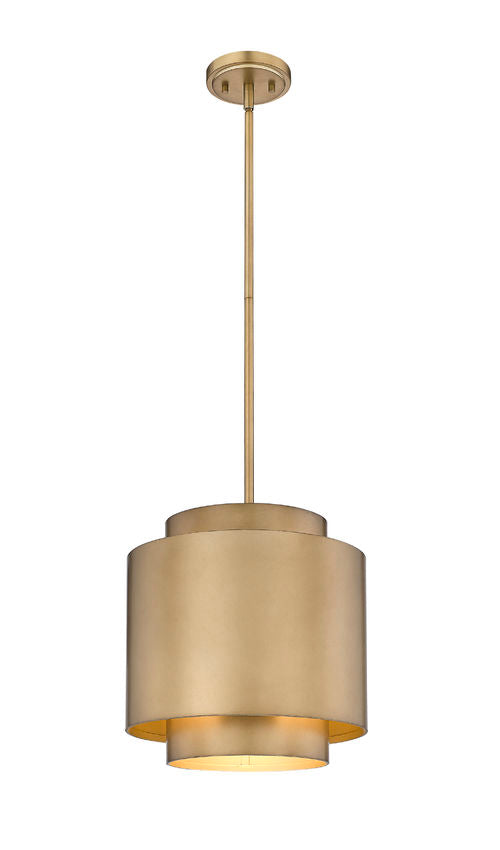 Z-Lite Harlech 12" 1-Light Rubbed Brass Pendant Light