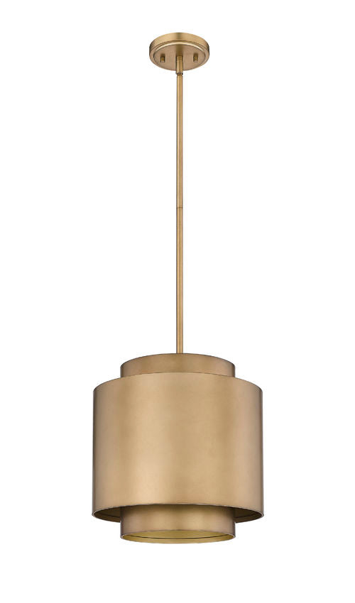 Z-Lite Harlech 12" 1-Light Rubbed Brass Pendant Light