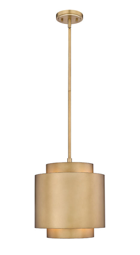 Z-Lite Harlech 12" 1-Light Rubbed Brass Pendant Light