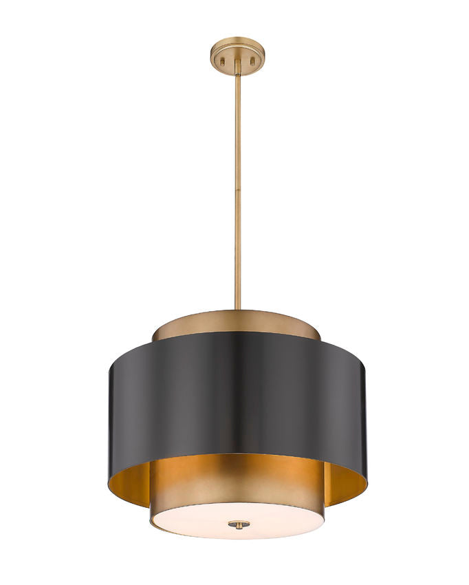 Z-Lite Harlech 25" 3-Light Bronze and Rubbed Brass Pendant Light
