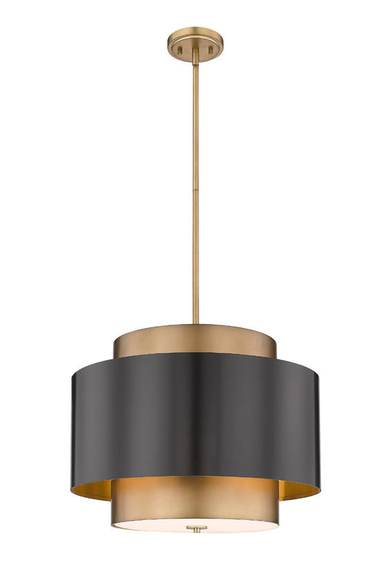 Z-Lite Harlech 25" 3-Light Bronze and Rubbed Brass Pendant Light