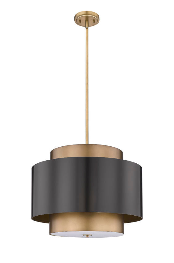 Z-Lite Harlech 25" 3-Light Bronze and Rubbed Brass Pendant Light