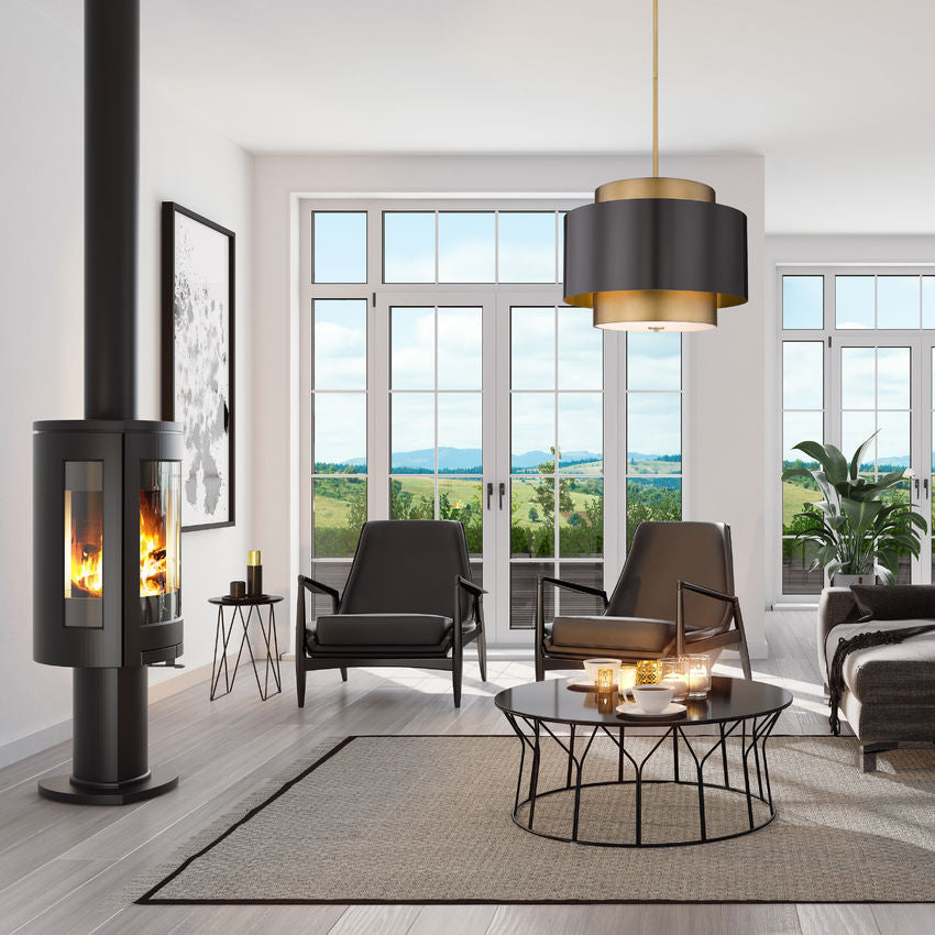 Z-Lite Harlech 25" 3-Light Bronze and Rubbed Brass Pendant Light