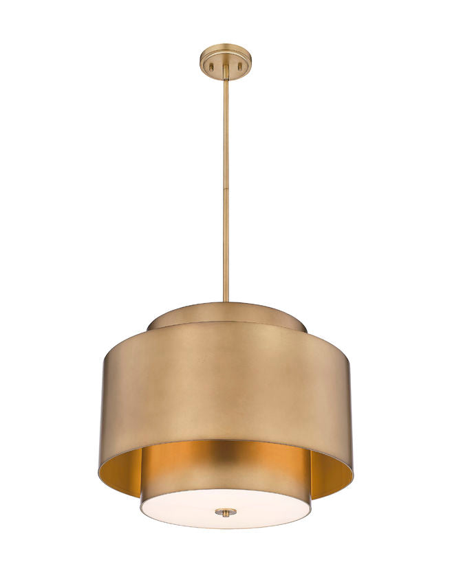 Z-Lite Harlech 25" 3-Light Rubbed Brass Pendant Light