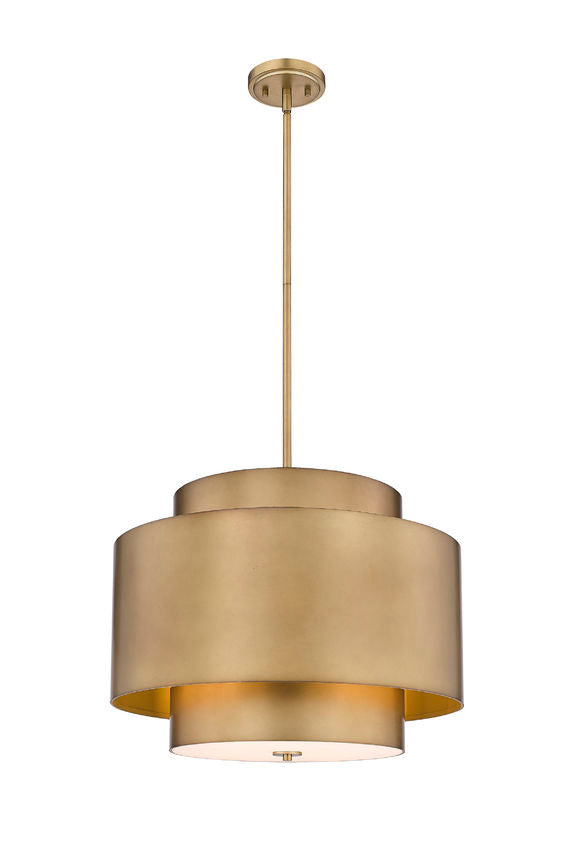 Z-Lite Harlech 25" 3-Light Rubbed Brass Pendant Light