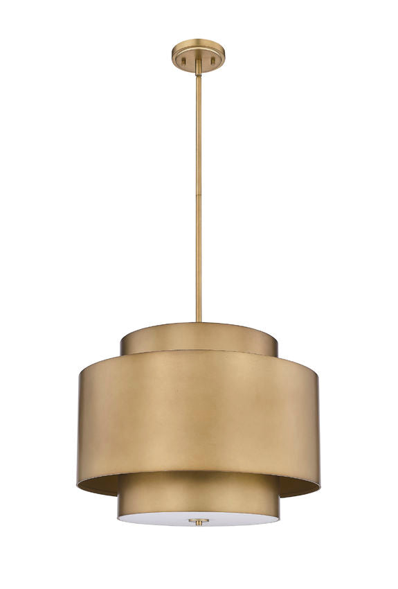 Z-Lite Harlech 25" 3-Light Rubbed Brass Pendant Light