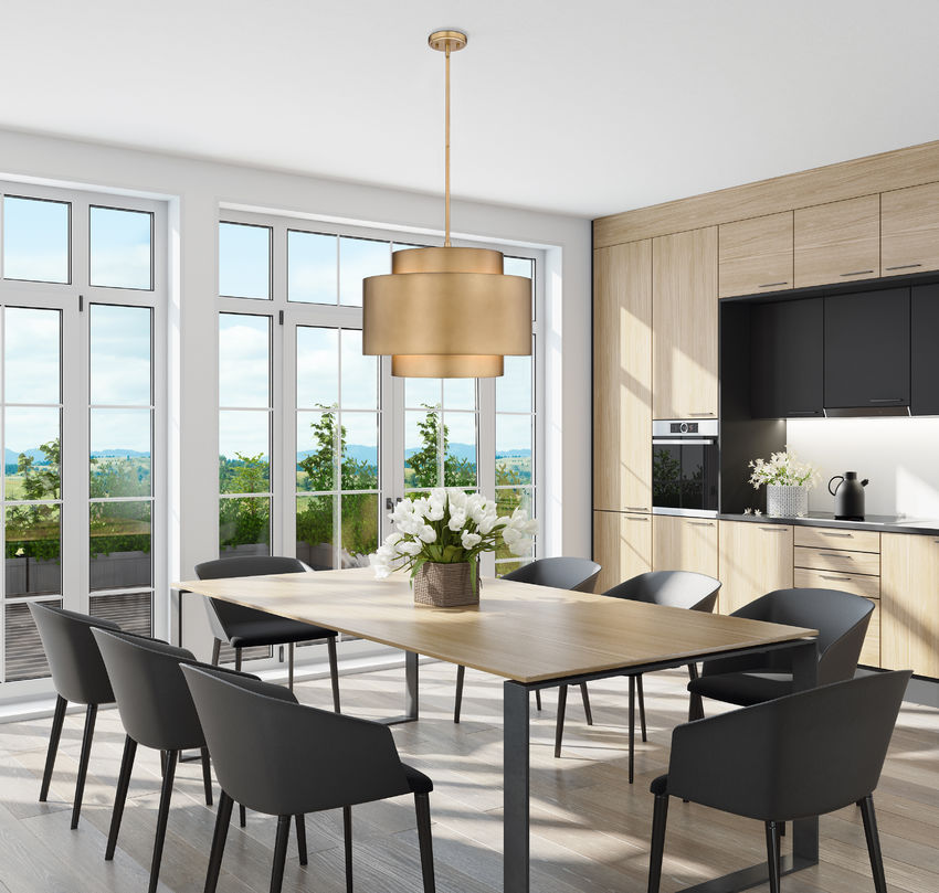Z-Lite Harlech 25" 3-Light Rubbed Brass Pendant Light