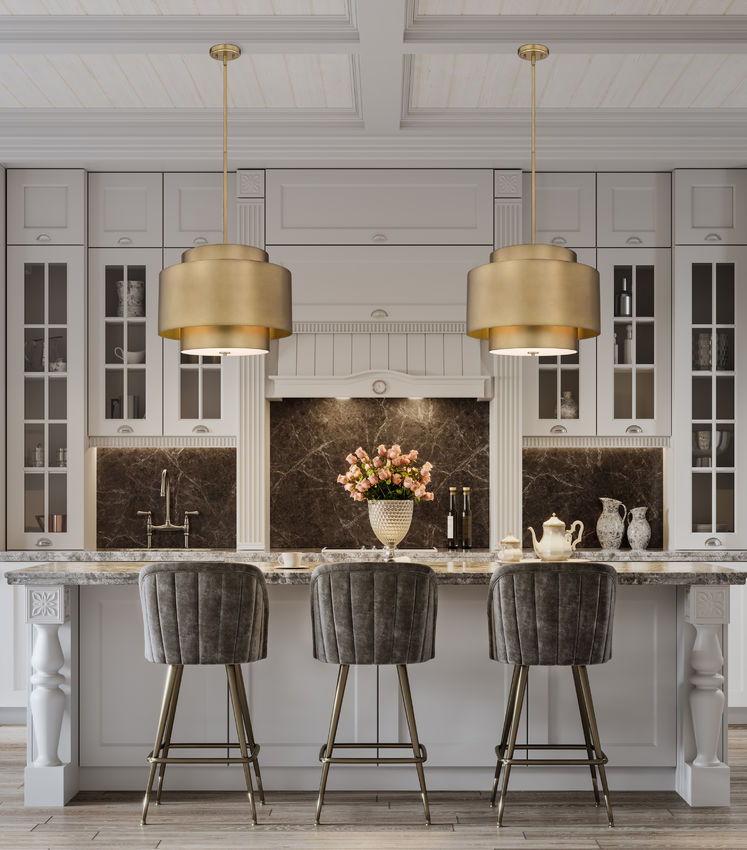 Z-Lite Harlech 25" 3-Light Rubbed Brass Pendant Light