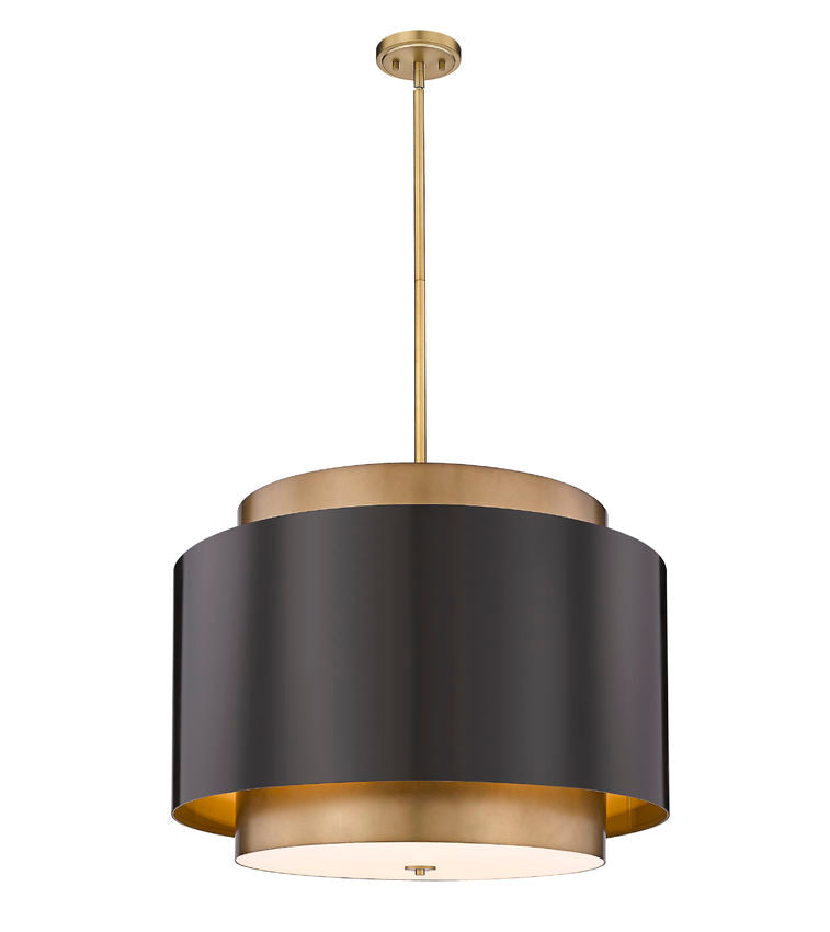 Z-Lite Harlech 33" 4-Light Bronze and Rubbed Brass Pendant Light