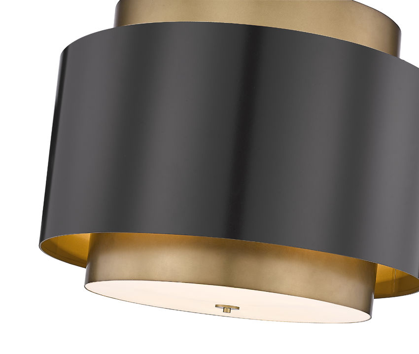 Z-Lite Harlech 33" 4-Light Bronze and Rubbed Brass Pendant Light