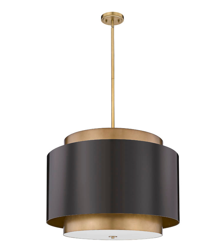 Z-Lite Harlech 33" 4-Light Bronze and Rubbed Brass Pendant Light