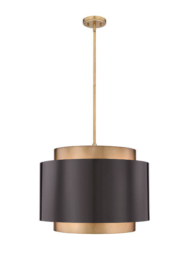 Z-Lite Harlech 33" 4-Light Bronze and Rubbed Brass Pendant Light