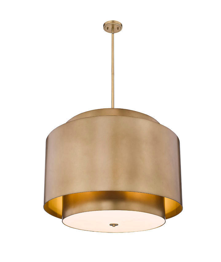 Z-Lite Harlech 33" 4-Light Rubbed Brass Pendant Light