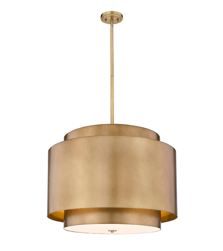 Z-Lite Harlech 33" 4-Light Rubbed Brass Pendant Light