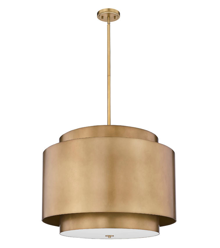 Z-Lite Harlech 33" 4-Light Rubbed Brass Pendant Light