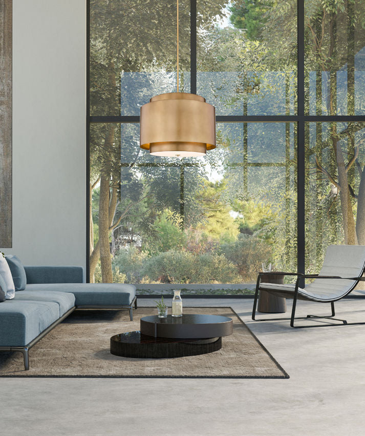 Z-Lite Harlech 33" 4-Light Rubbed Brass Pendant Light
