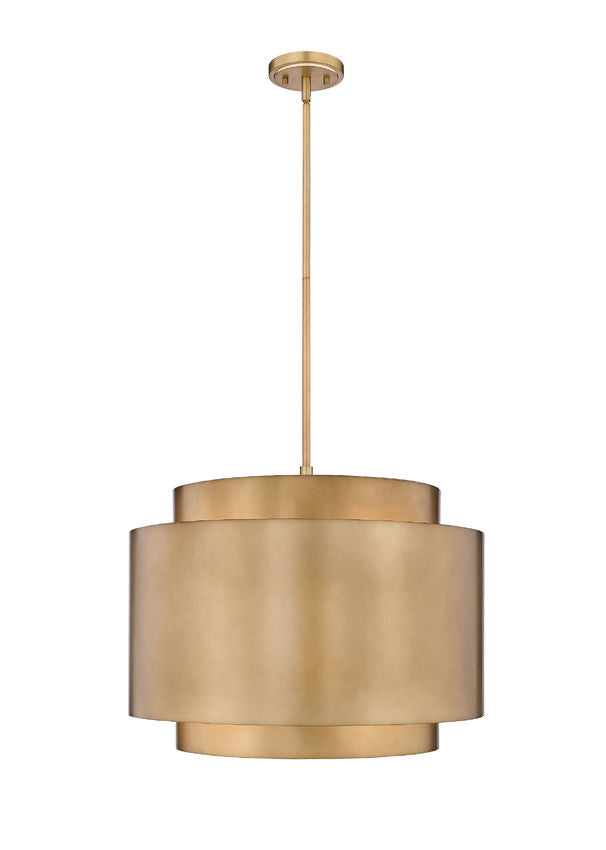 Z-Lite Harlech 33" 4-Light Rubbed Brass Pendant Light