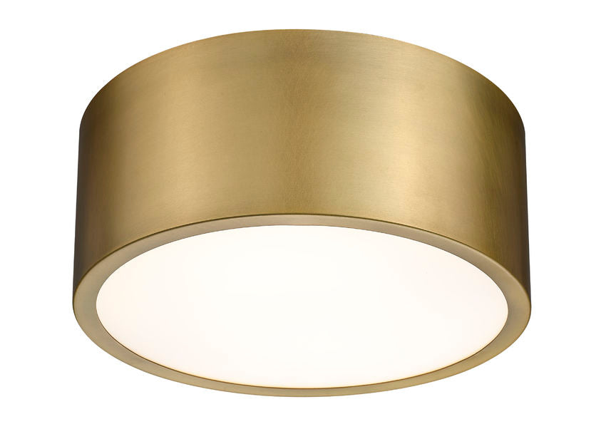 Z-Lite Harley 12" 2-Light Rubbed Brass Steel Flush Mount Lighting