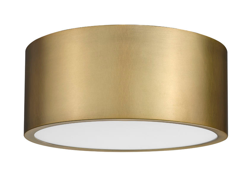 Z-Lite Harley 12" 2-Light Rubbed Brass Steel Flush Mount Lighting