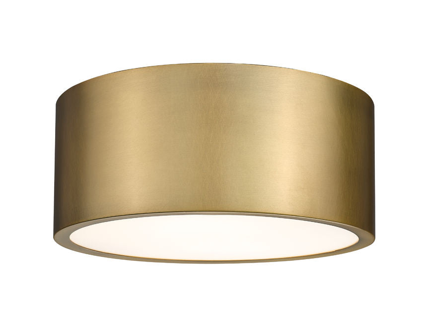 Z-Lite Harley 12" 2-Light Rubbed Brass Steel Flush Mount Lighting