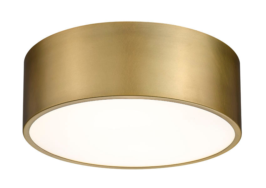 Z-Lite Harley 16" 3-Light Rubbed Brass Steel Flush Mount Lighting