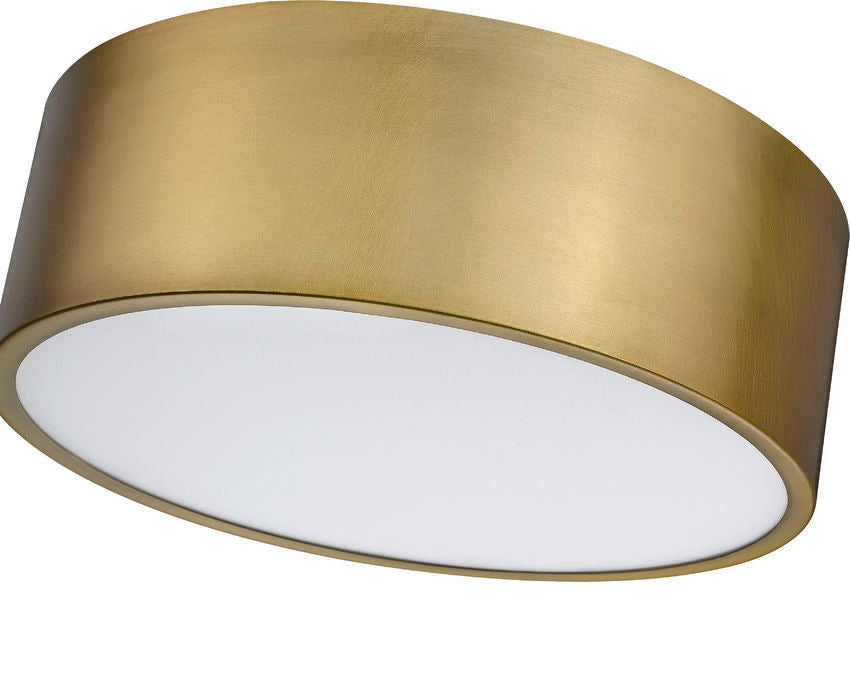 Z-Lite Harley 16" 3-Light Rubbed Brass Steel Flush Mount Lighting