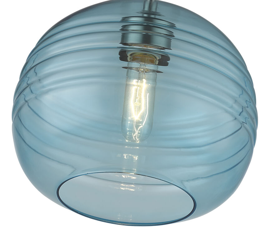 Z-Lite Harmony 10" 1-Light Brushed Nickel Pendant Light With Blue Glass Shade