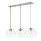 Z-Lite Harmony 10" 3-Light Brushed Nickel Island Light With Clear Glass Shade