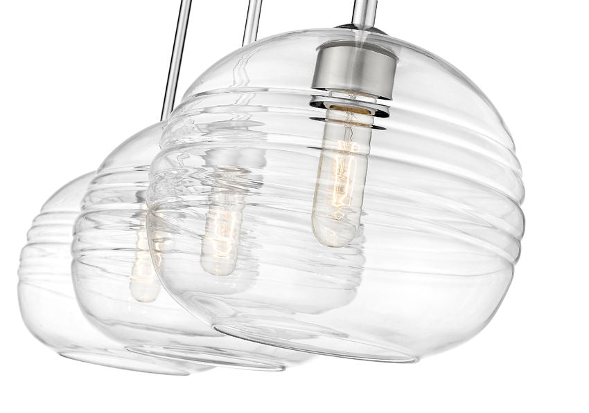 Z-Lite Harmony 10" 3-Light Brushed Nickel Island Light With Clear Glass Shade