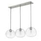 Z-Lite Harmony 10" 3-Light Brushed Nickel Island Light With Clear Glass Shade