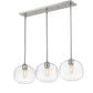 Z-Lite Harmony 10" 3-Light Brushed Nickel Island Light With Clear Glass Shade