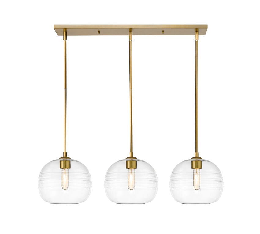 Z-Lite Harmony 10" 3-Light Olde Brass Island Light With Clear Glass Shade