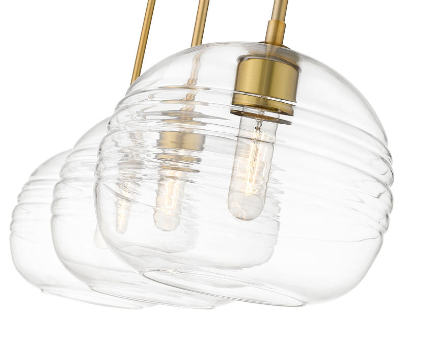 Z-Lite Harmony 10" 3-Light Olde Brass Island Light With Clear Glass Shade