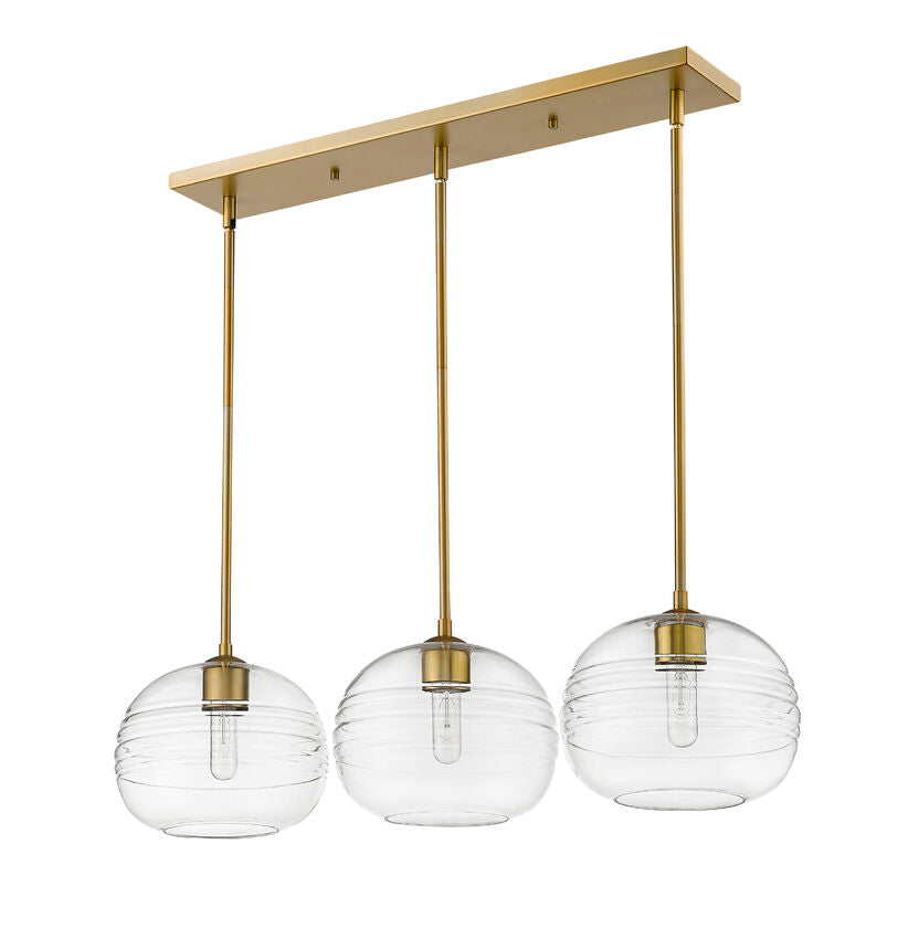 Z-Lite Harmony 10" 3-Light Olde Brass Island Light With Clear Glass Shade