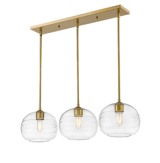 Z-Lite Harmony 10" 3-Light Olde Brass Island Light With Clear Glass Shade