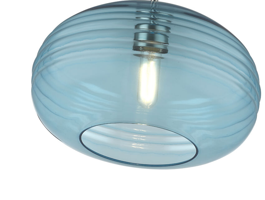 Z-Lite Harmony 14" 1-Light Brushed Nickel Pendant Light With Blue Glass Shade
