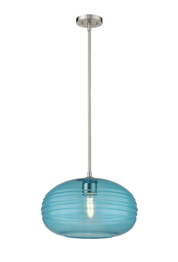 Z-Lite Harmony 14" 1-Light Brushed Nickel Pendant Light With Blue Glass Shade