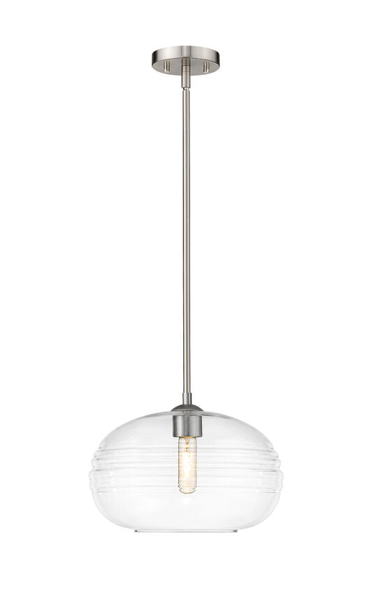 Z-Lite Harmony 14" 1-Light Brushed Nickel Pendant Light With Clear Glass Shade