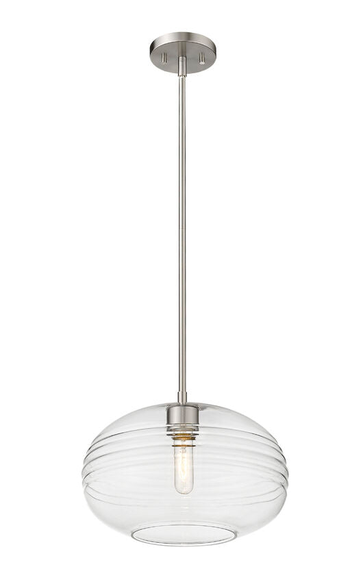 Z-Lite Harmony 14" 1-Light Brushed Nickel Pendant Light With Clear Glass Shade