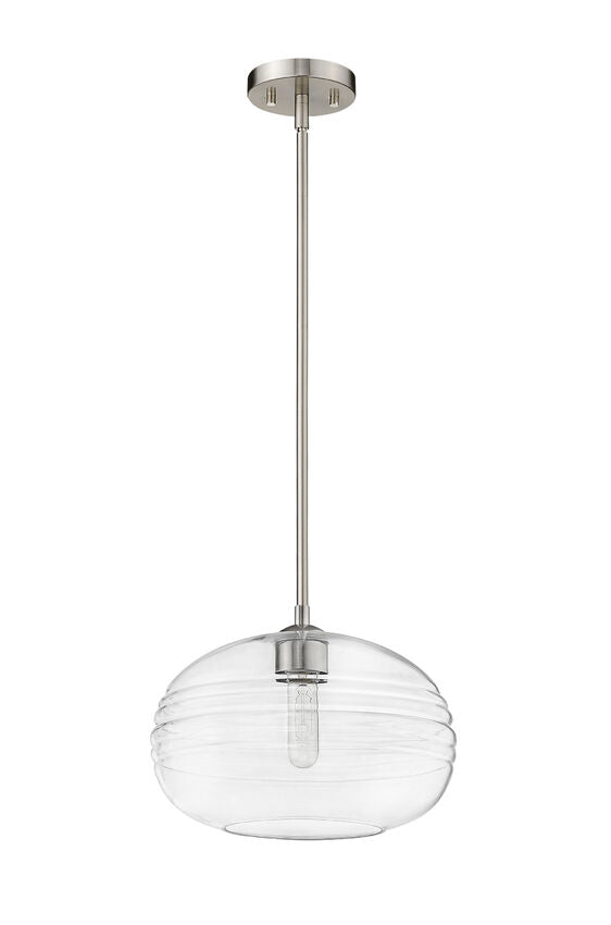 Z-Lite Harmony 14" 1-Light Brushed Nickel Pendant Light With Clear Glass Shade