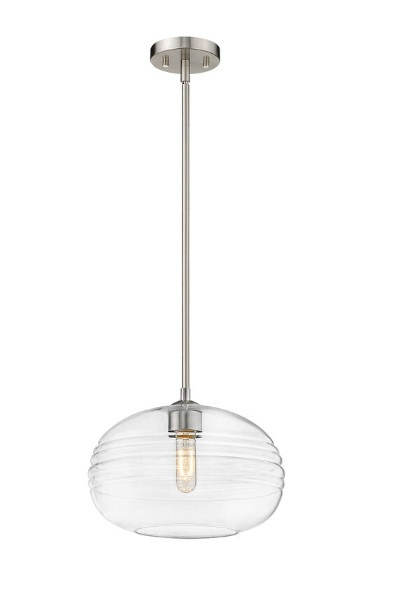 Z-Lite Harmony 14" 1-Light Brushed Nickel Pendant Light With Clear Glass Shade