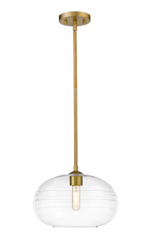Z-Lite Harmony 14" 1-Light Olde Brass Pendant Light With Clear Glass Shade