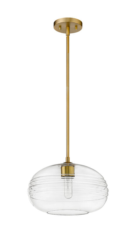 Z-Lite Harmony 14" 1-Light Olde Brass Pendant Light With Clear Glass Shade
