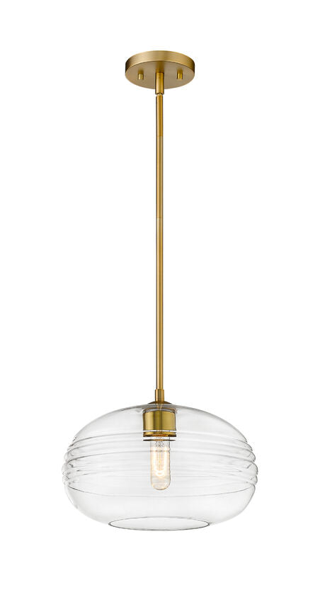 Z-Lite Harmony 14" 1-Light Olde Brass Pendant Light With Clear Glass Shade