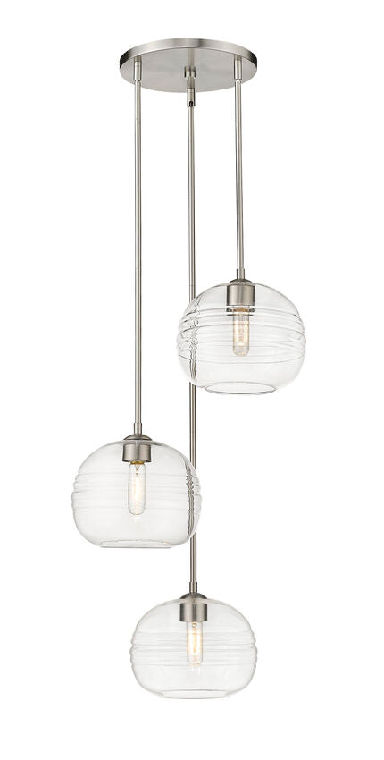 Z-Lite Harmony 20" 3-Light Brushed Nickel Pendant Light With Clear Glass Shade