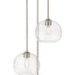 Z-Lite Harmony 20" 3-Light Brushed Nickel Pendant Light With Clear Glass Shade
