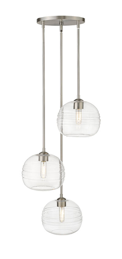 Z-Lite Harmony 20" 3-Light Brushed Nickel Pendant Light With Clear Glass Shade