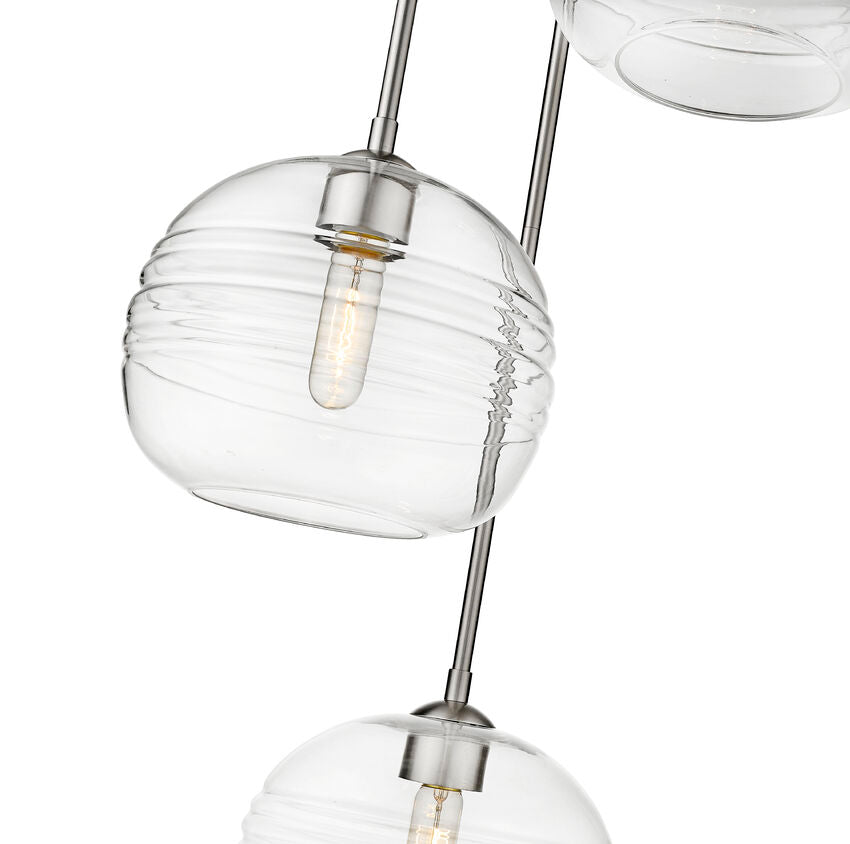 Z-Lite Harmony 20" 3-Light Brushed Nickel Pendant Light With Clear Glass Shade