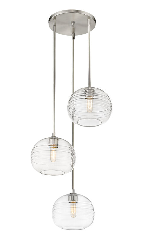 Z-Lite Harmony 20" 3-Light Brushed Nickel Pendant Light With Clear Glass Shade